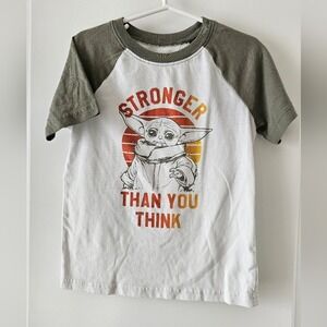 sz5 Star Wars Jumping Beans White Gray Green Graphic Tee Raglan Tshirt Yoda
